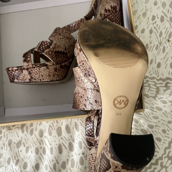 Women's MK brown Snakeskin Platform Heels - Picture 5 of 6